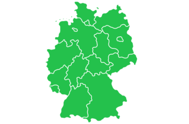 Grüne Grafikkarte von Deutschland mit weißen Grenzen der Bundesländer